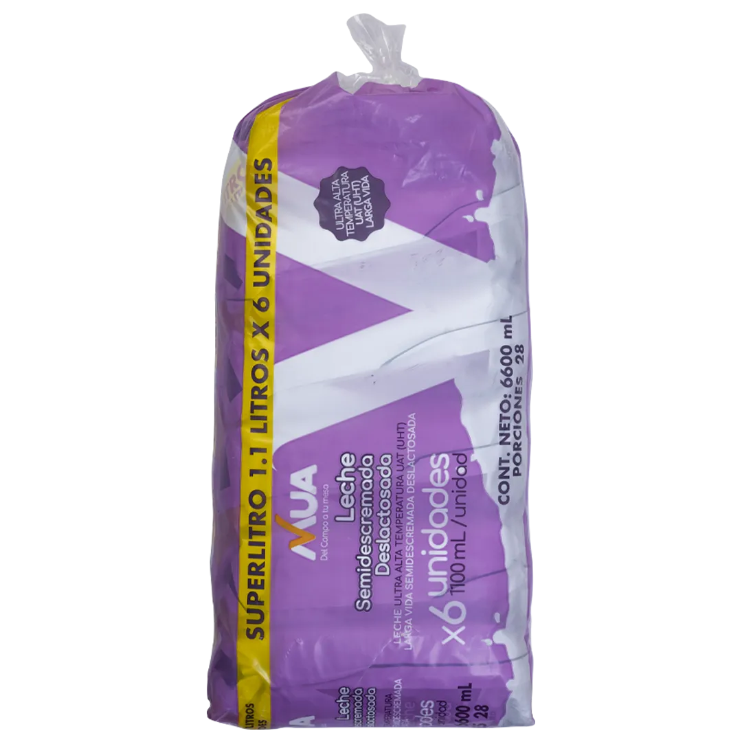 Sixpack Leche Semidescremada Deslactosada Larga Vida 6600ml