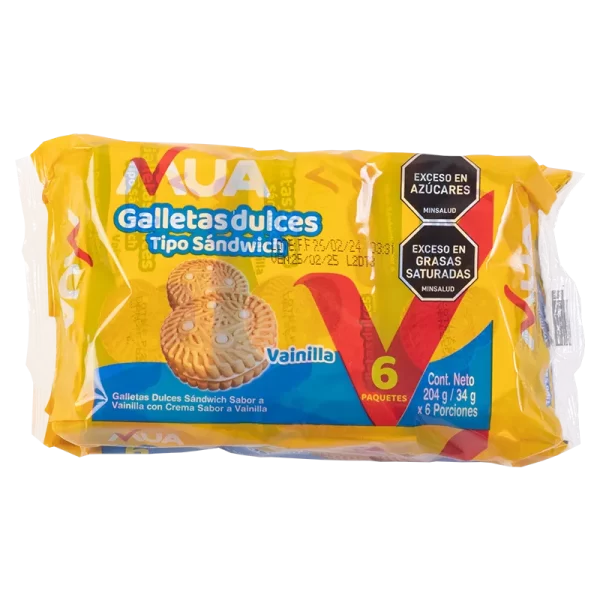 Galletas Dulces Tipo Sándwich Vainilla X6 204g