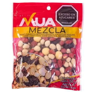Mezcla Maní Cubierto de Chocolate Blanco con Yogurt, Maní Confitado, Maní Japonés y Arándanos 150g
