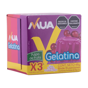 Gelatina x3 Surtidas Fresa Uva Frutos Rojos MUA 48g