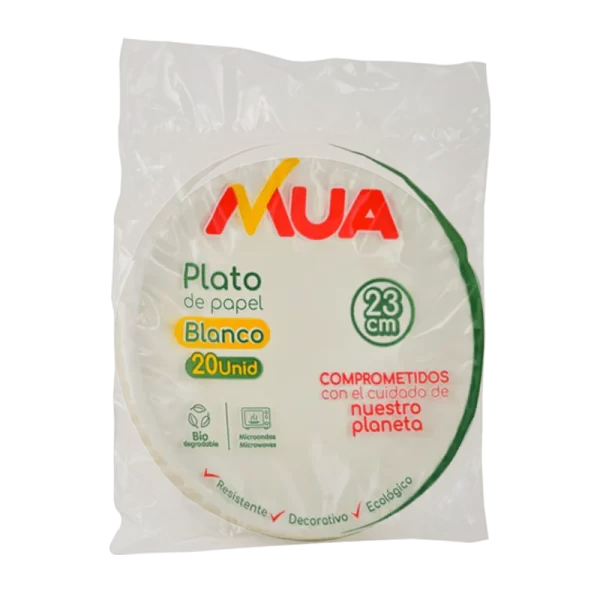 Platos de Papel blanco 23cm MUA
