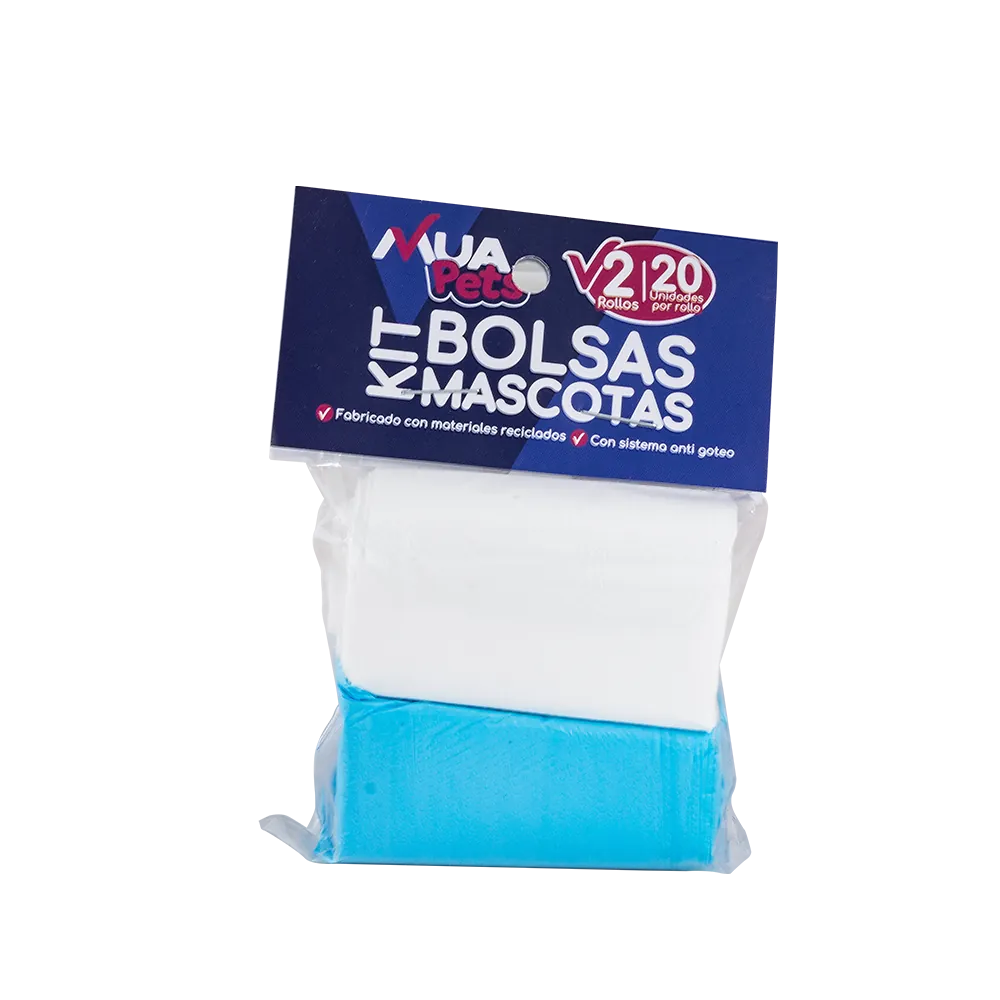 Kit Bolsas Azules y Blancas Para Mascotas